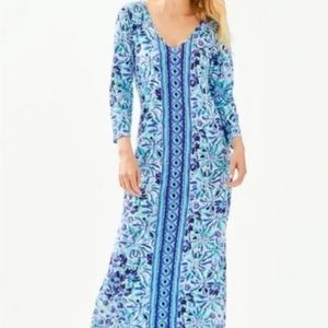 NWT LILLY PULITZER SIZE MEDIUM ANISSA MAXI DRESS *HIGH MAINTENANCE* IRIS BLUE